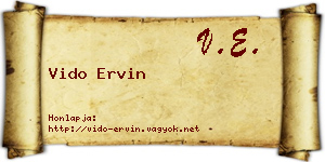 Vido Ervin névjegykártya